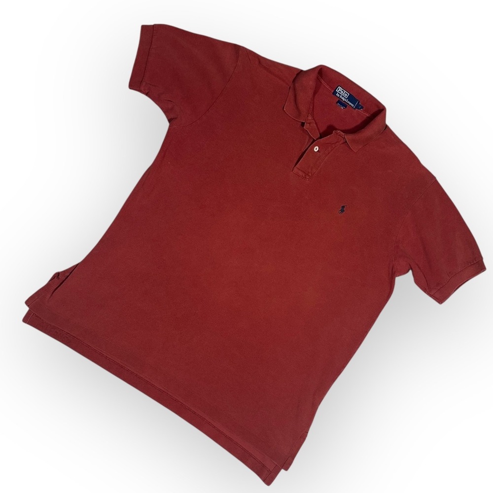 Polo by Ralph Lauren Mens Polo Shirt,‎ Short Sleeve, Red, Cotton Large